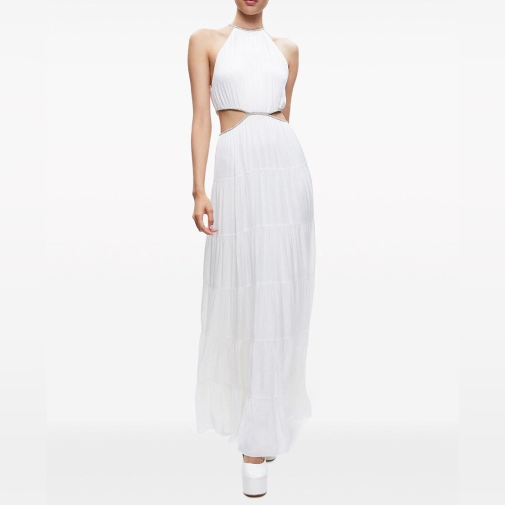 NEW Alice + Olivia MYRTICE EMBELLISHED CUT OUT MAXI DRESS